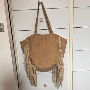 Fringe Tan Tote Bag